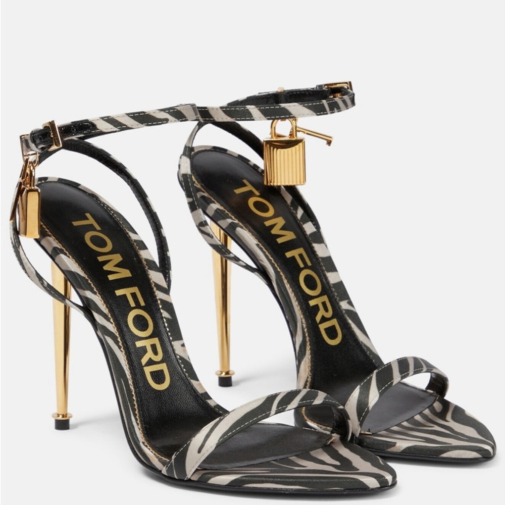 Tom Ford Zebra Print Heels with Gold Accents